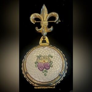 Vintage Coro Pegasus signed  Fleur De Lis Family Album Double Locket Brooch